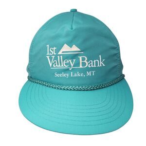 1st Valley Bank Seeley Lake MT Adult Snapback Hat Greenish-Blue OSFA Rope